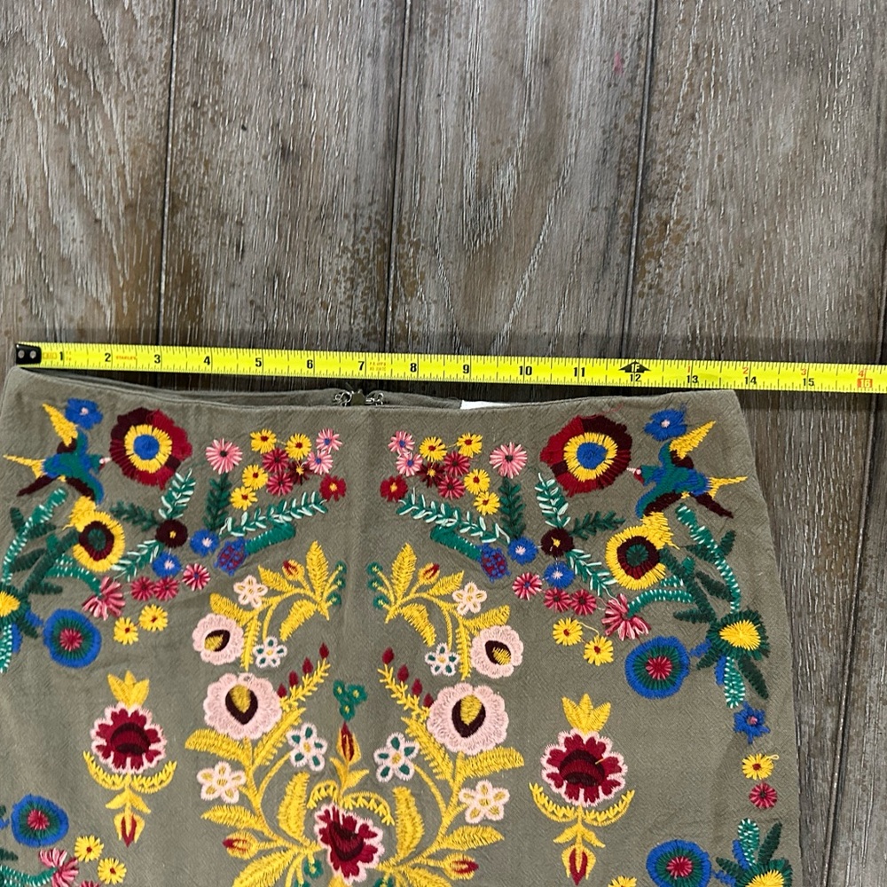 Umgee Yellow Red Embellished Mini Pencil Skirt - Picture 3 of 11